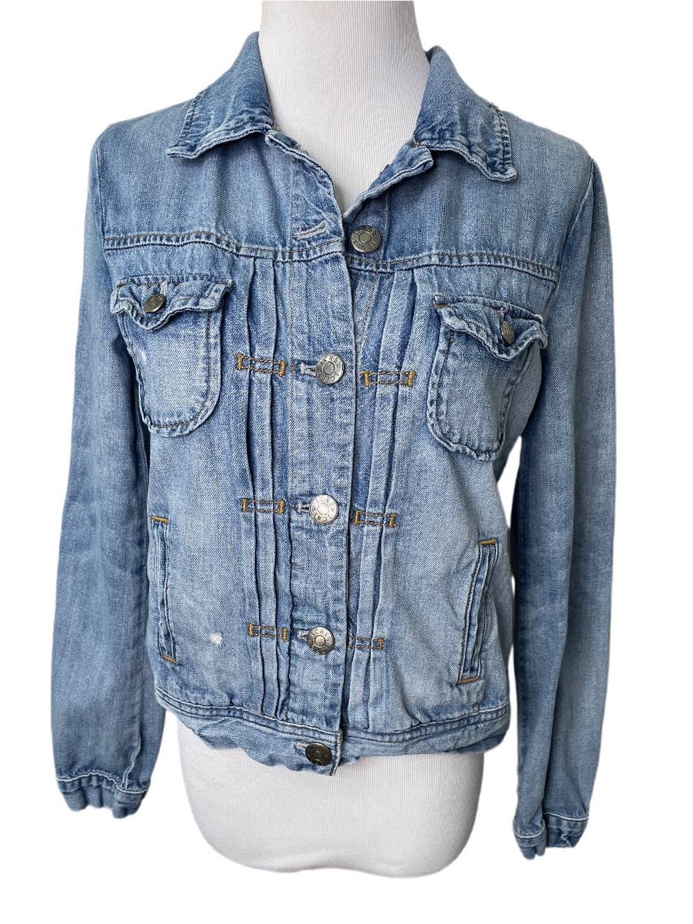 J. Crew Lightweight Distressed Cropped Denim Jean Jacket